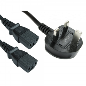 UK Plug to 2 x PC IEC Power Cable 2m Black | Klikk Malta