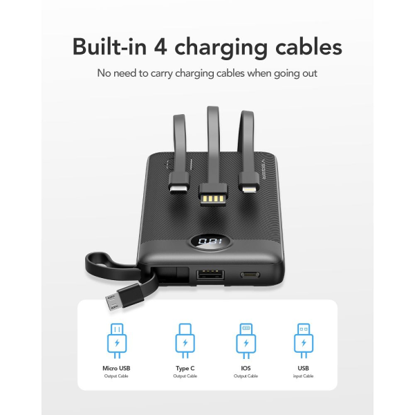 Veger C10 10,000mAh Power Bank 10W w/Cables | Klikk Malta