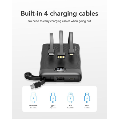 Veger C10 10,000mAh Power Bank 10W w/Cables | Klikk Malta