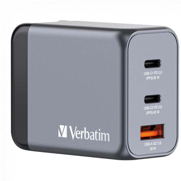 Verbatim GNC-65 65W 3-port GaN Charger | Klikk Malta