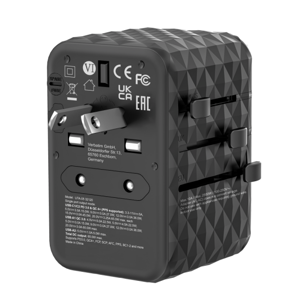 Verbatim UTA-05 GaN III 65W 4-port GaN Charger | Klikk Malta
