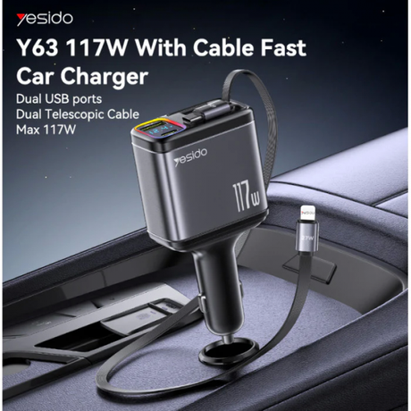 Yesido 117W USB Car Charger 1xUSB-C 1xUSB-A... | Klikk Malta