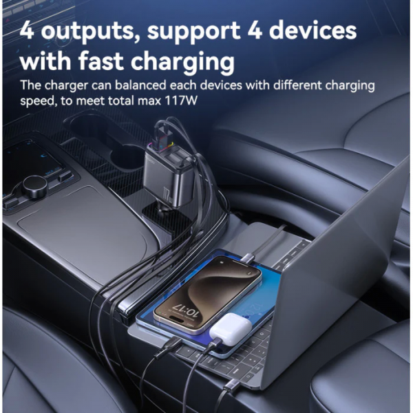 Yesido 117W USB Car Charger 1xUSB-C 1xUSB-A... | Klikk Malta
