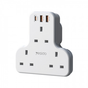 Yesido 3-gang Power Strip UK with 20W 1xUSB... | Klikk Malta
