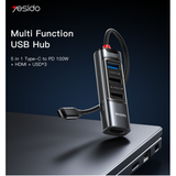 Yesido 5-in-1 USB-C Hub HDMI, USB Type-C PD... | Klikk Malta