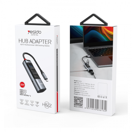 Yesido 5-in-1 USB-C Hub HDMI, USB Type-C PD... | Klikk Malta