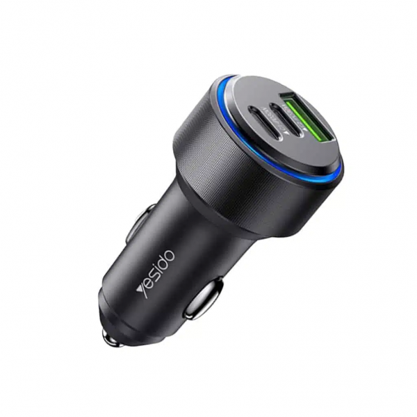 Yesido 60W USB Car Charger 2xUSB-C 1xUSB-A | Klikk Malta