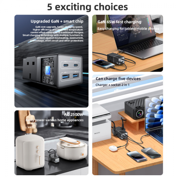 Yesido 65W USB Charger Hub 2xUSB-C 2xUSB-A ... | Klikk Malta