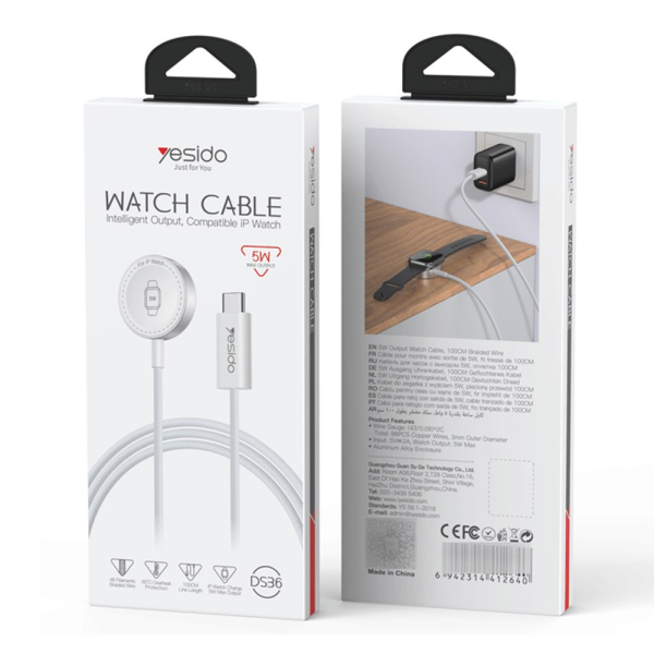 Yesido DS36 Apple Watch USB-C Charger 1m 5W | Klikk Malta