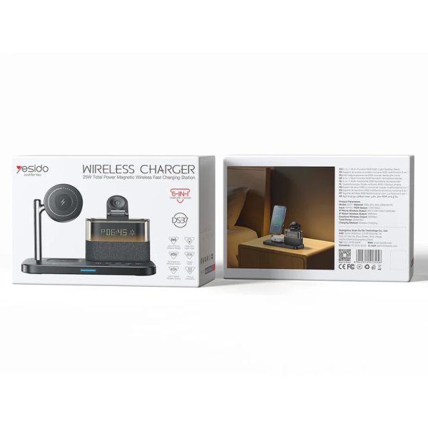 Yesido DS37 6-in-1 Wireless Charging Dock 25W | Klikk Malta