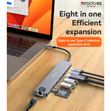Yesido HB27 8-in-1 USB-C Hub (HDMI, RJ45, 2... | Klikk Malta