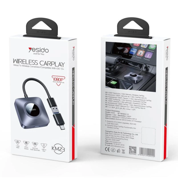 Yesido KM23 Wireless Carplay Adapter | Klikk Malta