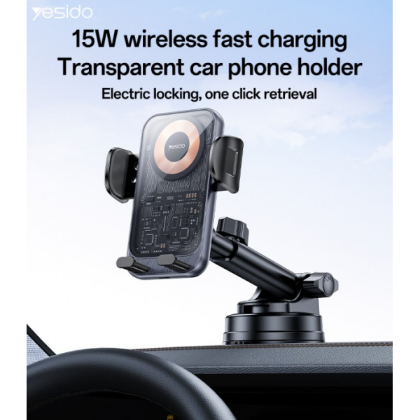 Yesido Suction Smartphone Holder with 15W W... | Klikk Malta