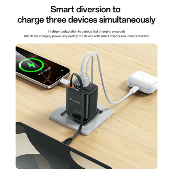 Yesido YC145 40W Wall Charger with Retracta... | Klikk Malta