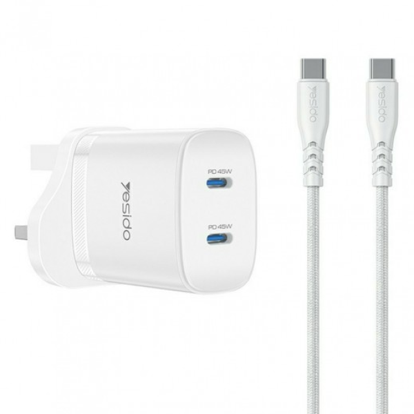 Yesido YC155 45W Wall Charger White UK (USB... | Klikk Malta