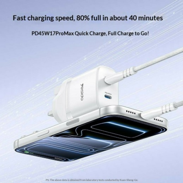 Yesido YC155 45W Wall Charger White UK (USB... | Klikk Malta