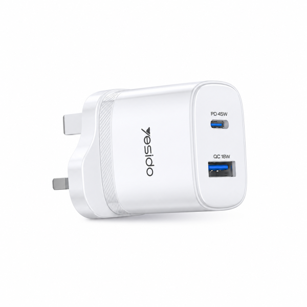 Yesido YC156 45W USB Wall Charger White UK ... | Klikk Malta