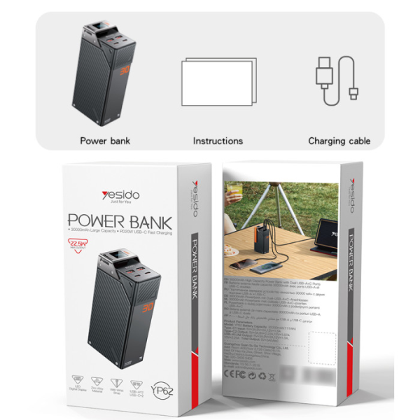 Yesido YP62 30000mAh 22.5W Powerbank | Klikk Malta