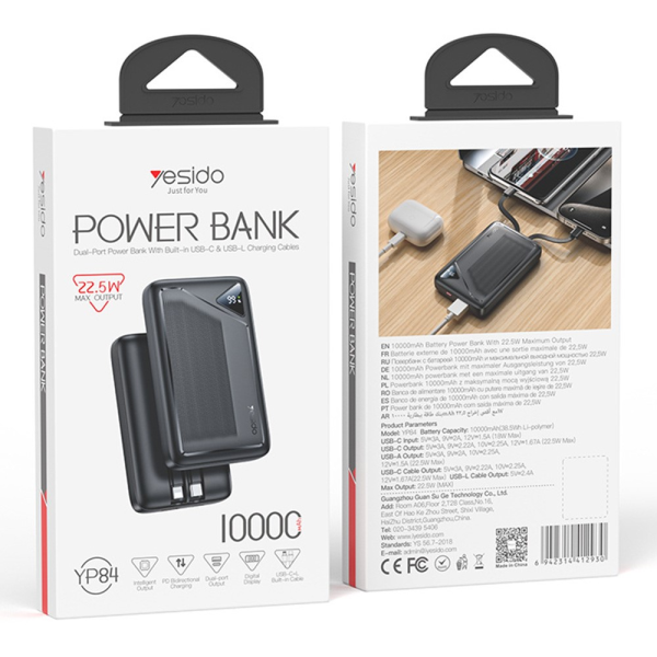 Yesido YP84 10000mAh 22.5W Powerbank with R... | Klikk Malta